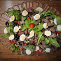 Фотография рецепта Теплый салат с куриной печенью и шампиньонами автор Юлия