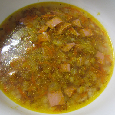 Рецепт Гречневый суп с колбасой