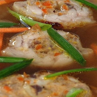 Рецепт Суп из утиных потрохов с фаршированными крылышками