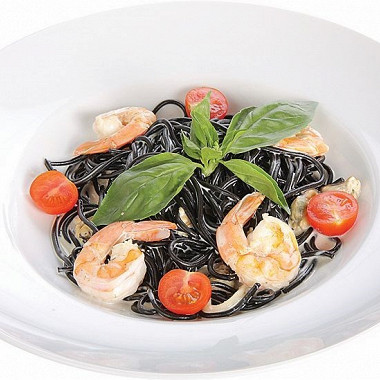 Рецепт Паста нери с морепродуктами в сливочном соусе