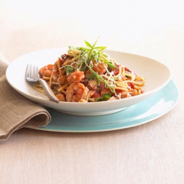 Рецепт Спагетти с ракушками и белыми грибами
