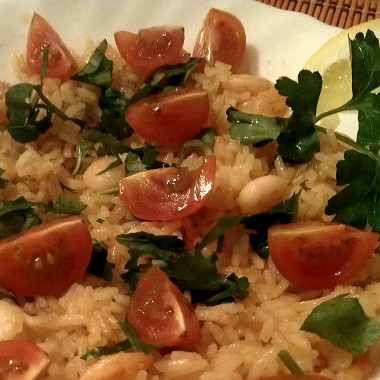 Рецепт Жаренный рис с креветками и петрушкой