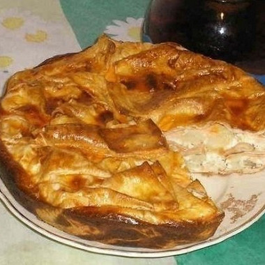 Рецепт Пирог из лаваша с сулугуни, укропом и картошкой
