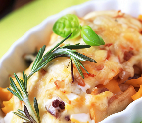 Фотография рецепта Сливочный гратен с курицей и тыквой