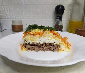 Фотография рецепта Салат с куриной печенью