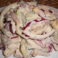 Фотография рецепта Сытный салат с куриной грудкой, картофелем и грибами автор Мария Блинова