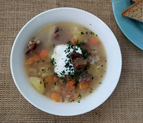 Фотография рецепта Суп с куриными сердечками и гречкой