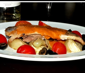 Фотография рецепта Скумбрия с апельсиновым соусом ромеско