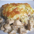 Фотография рецепта Курица с грибами, запеченная под картофельно-сырной шубой автор smakovniza smakovniza