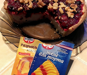 Фотография рецепта Песочный пирог с творогом и вишней