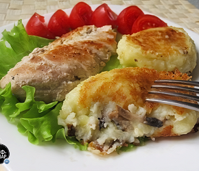 Фотография рецепта Картофельные зразы с шампиньонами и луком