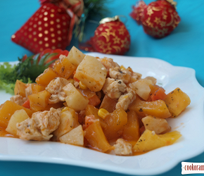 Фотография рецепта Рагу из тыквы и куриного филе